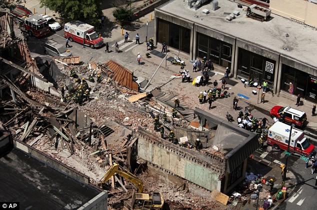 Demolished building in Philadelphia, July, 2013. Six died and 13 were injured in the accident. Photo: AP